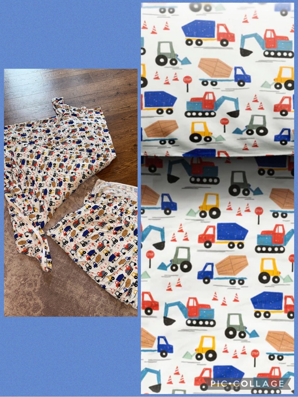 Little Sleepies Boys Twin Construction Trucks Zip Around Mattress Sheet Set